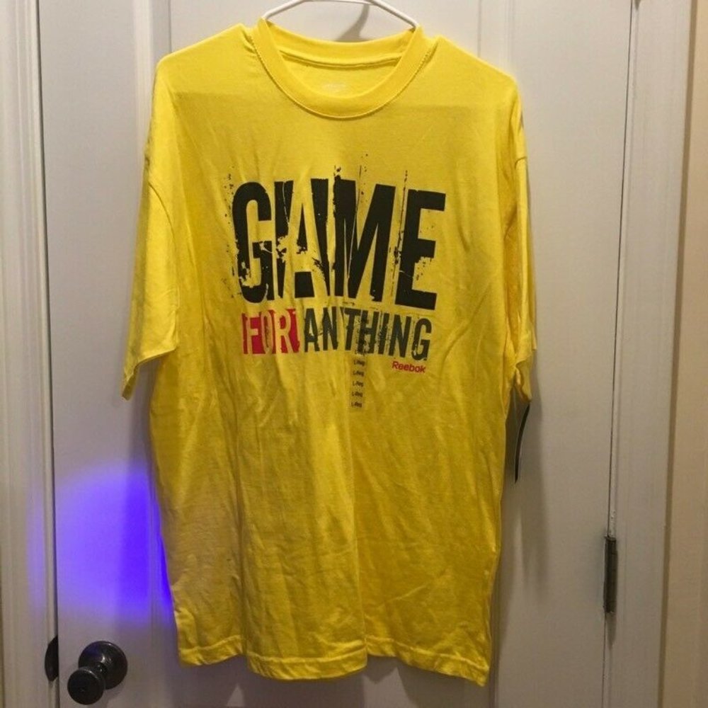 Game For Anything Mens Reebok Graphic T-Shirt Yell